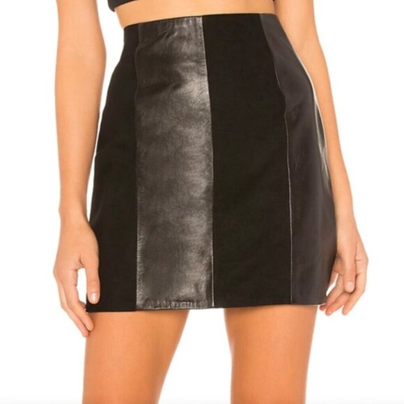 L'Academie Dresses & Skirts - REVOLVE L’Academie The Lynch Black Leather Panel Mini Skirt Size M